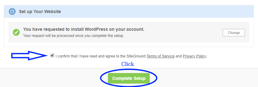 complete wordpress initial set up screenshot